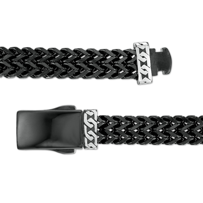 Main Image 3 of 8.25mm Double Row Franco Snake Chain Bracelet in Solid Stainless Steel  with Black Ion-Plate - 8.5"