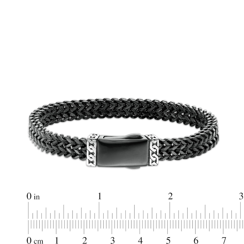 Main Image 4 of 8.25mm Double Row Franco Snake Chain Bracelet in Solid Stainless Steel  with Black Ion-Plate - 8.5"