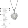 Thumbnail Image 4 of Button Freshwater Cultured Pearl and White Lab-Created Sapphire Frame Pendant, Earrings and Ring Set in Sterling Silver