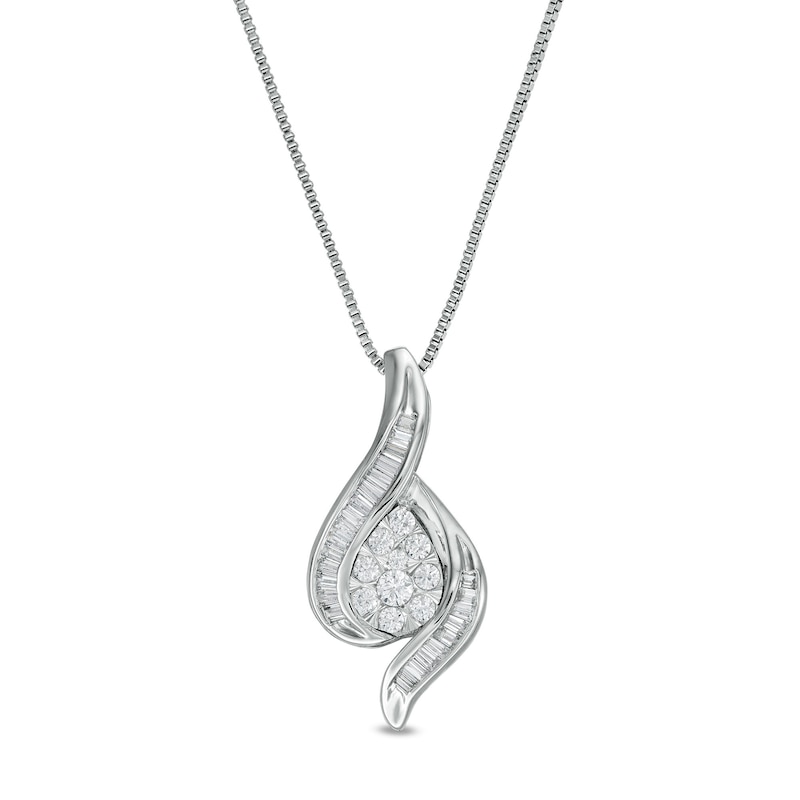 1/2 CT. T.W. Composite Diamond Bypass Pendant in 10K White Gold