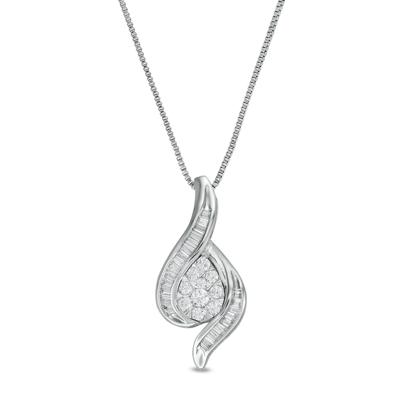 Main Image 1 of 1/2 CT. T.W. Composite Diamond Bypass Pendant in 10K White Gold
