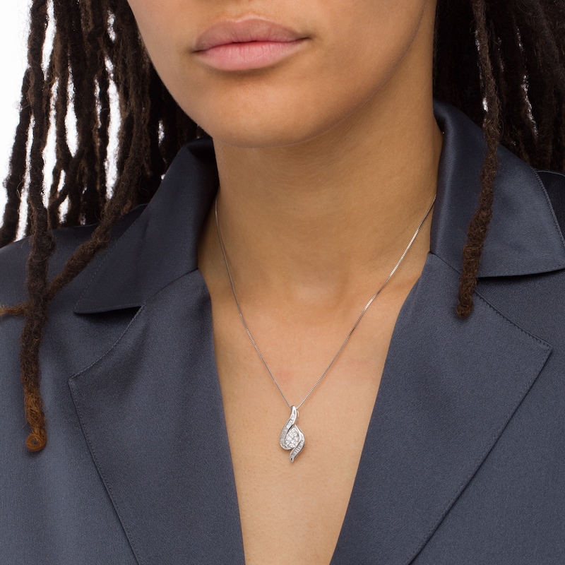 Main Image 2 of 1/2 CT. T.W. Composite Diamond Bypass Pendant in 10K White Gold
