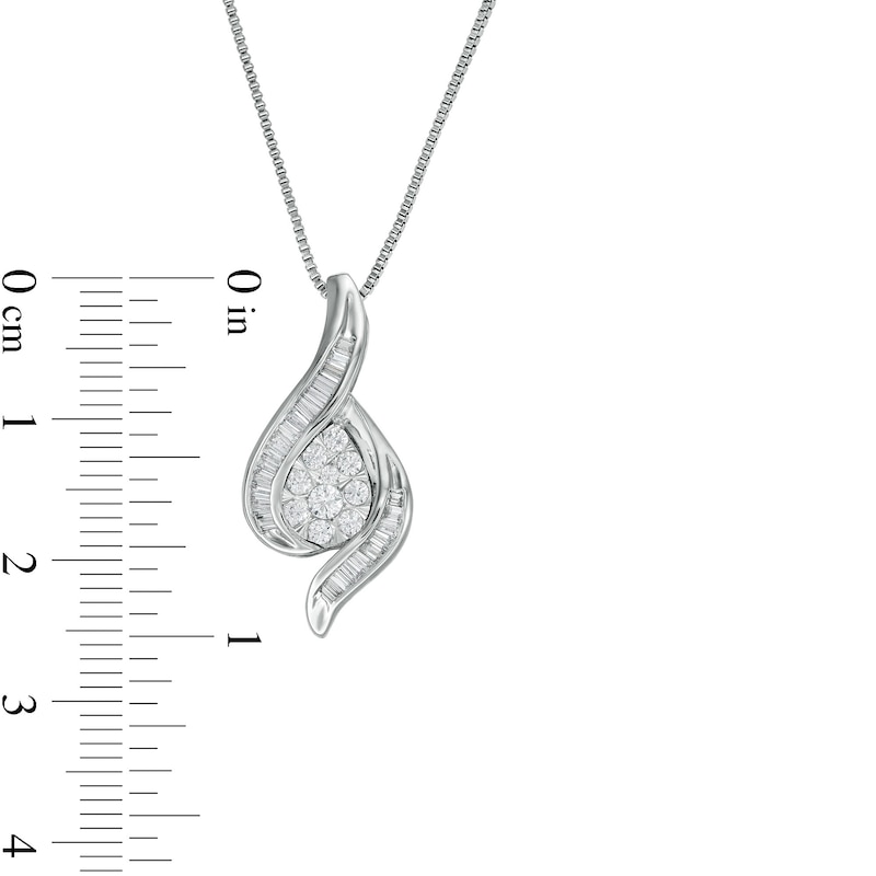 1/2 CT. T.W. Composite Diamond Bypass Pendant in 10K White Gold