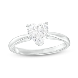 1 CT. Certified Heart-Shaped Diamond Solitaire Ring in 14K White Gold (I/I2)