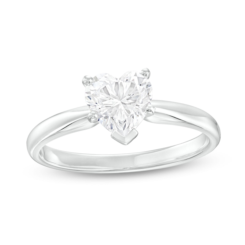 Main Image 1 of 1 CT. Certified Heart-Shaped Diamond Solitaire Ring in 14K White Gold (I/I2)