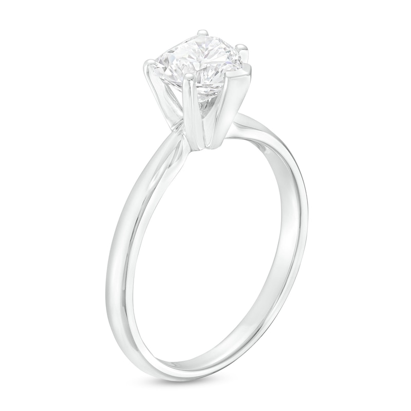 Main Image 3 of 1 CT. Certified Heart-Shaped Diamond Solitaire Ring in 14K White Gold (I/I2)