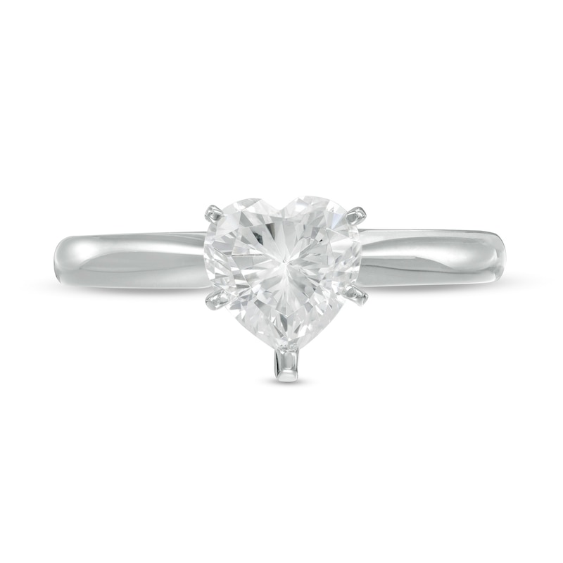 Main Image 4 of 1 CT. Certified Heart-Shaped Diamond Solitaire Ring in 14K White Gold (I/I2)