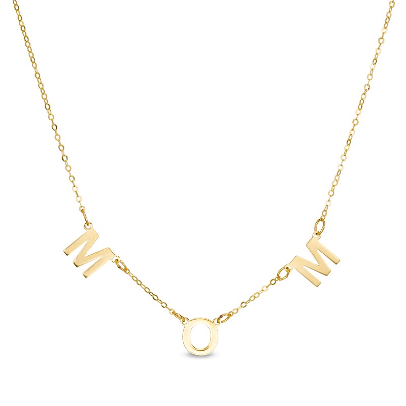 Main Image 1 of Made in Italy "MOM" Letter Station Necklace in 14K Gold