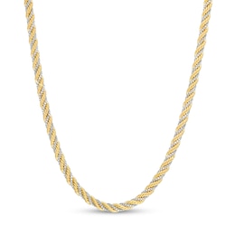 2.4mm Cashmere Rope Chain Necklace in Hollow 10K Two-Tone Gold - 20"
