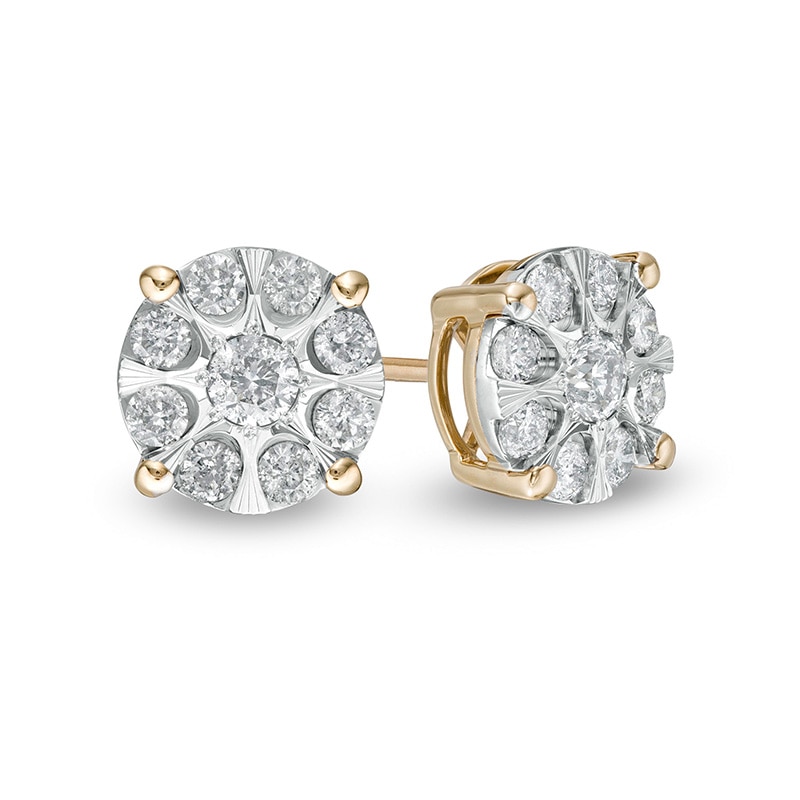 Main Image 1 of 1/2 CT. T.W. Multi-Diamond Stud Earrings in 10K Two-Tone Gold
