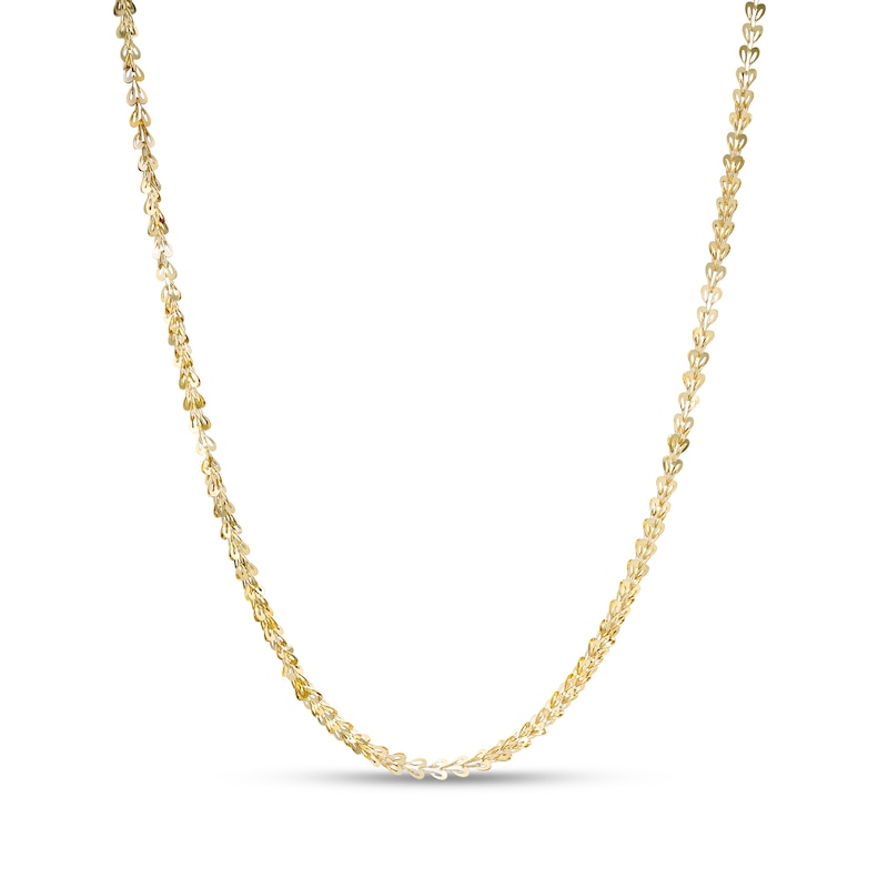 Main Image 1 of Fold-Over Heart Link Necklace in 10K Gold