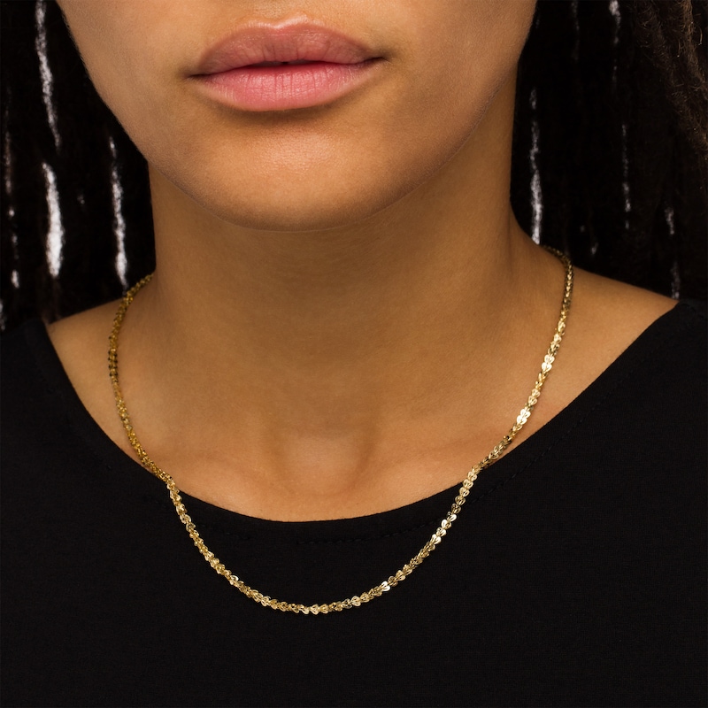 Main Image 2 of Fold-Over Heart Link Necklace in 10K Gold