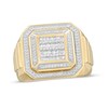Thumbnail Image 1 of Men's 1/2 CT. T.W. Baguette and Round Composite Diamond Square Double Octagonal Frame Ribbed Shank Ring in 10K Gold