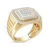 Thumbnail Image 3 of Men's 1/2 CT. T.W. Baguette and Round Composite Diamond Square Double Octagonal Frame Ribbed Shank Ring in 10K Gold