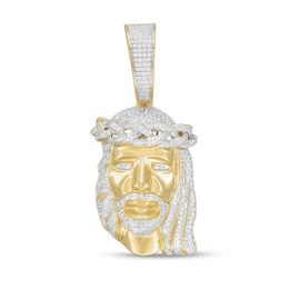 Men's 1-1/2 CT. T.W. Diamond Jesus Head Necklace Charm in 10K Gold