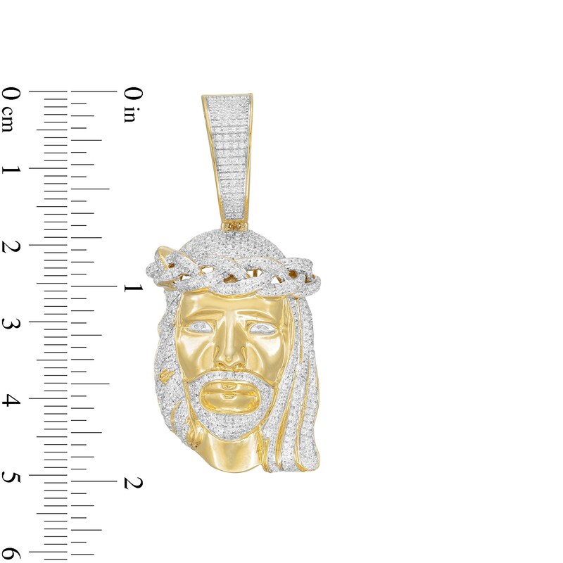 Main Image 2 of Men's 1-1/2 CT. T.W. Diamond Jesus Head Necklace Charm in 10K Gold