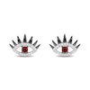 Enchanted Disney Villains Cruella De Vil Garnet and 1/6 CT. T.W. Diamond Eye Stud Earrings in Sterling Silver
