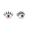 Enchanted Disney Villains Cruella De Vil Garnet and 1/6 CT. T.W. Diamond Eye Stud Earrings in Sterling Silver