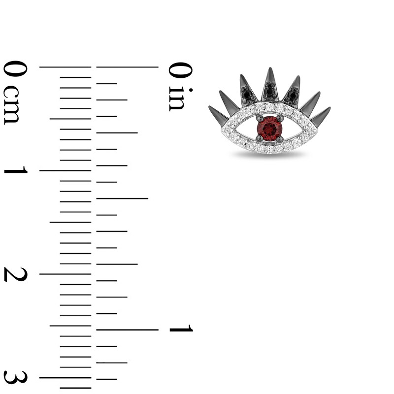 Enchanted Disney Villains Cruella De Vil Garnet and 1/6 CT. T.W. Diamond Eye Stud Earrings in Sterling Silver