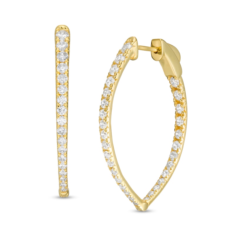 Main Image 1 of 2 CT. T.W. Diamond Inside-Out Hoop Earrings in 10K Gold