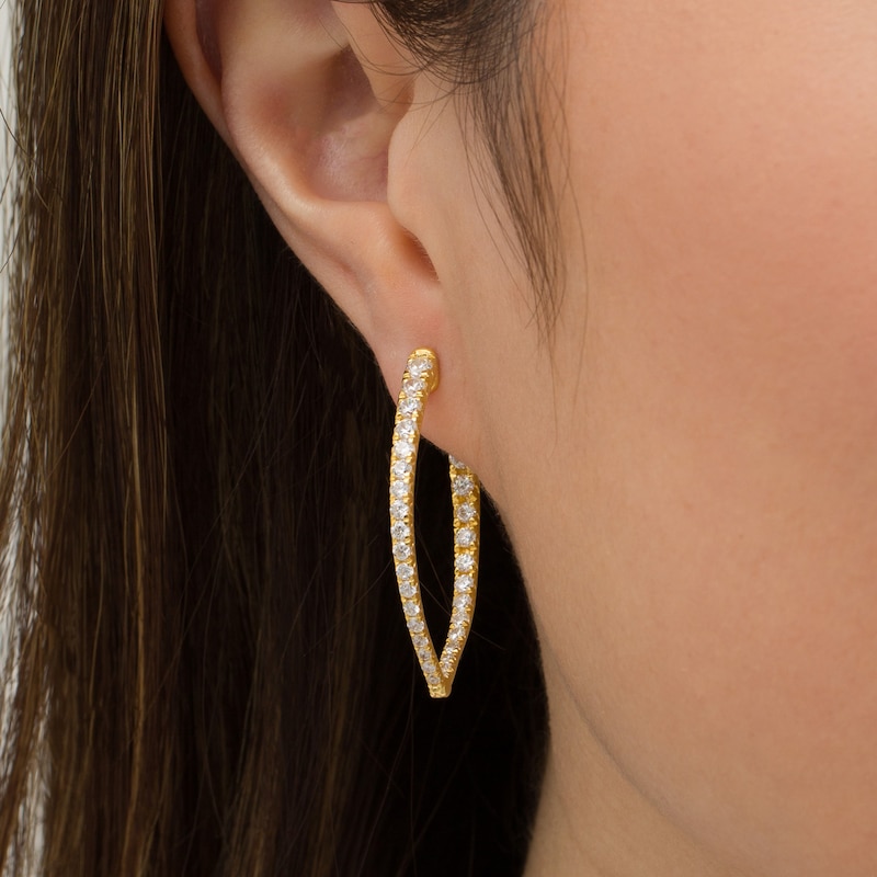 Main Image 2 of 2 CT. T.W. Diamond Inside-Out Hoop Earrings in 10K Gold