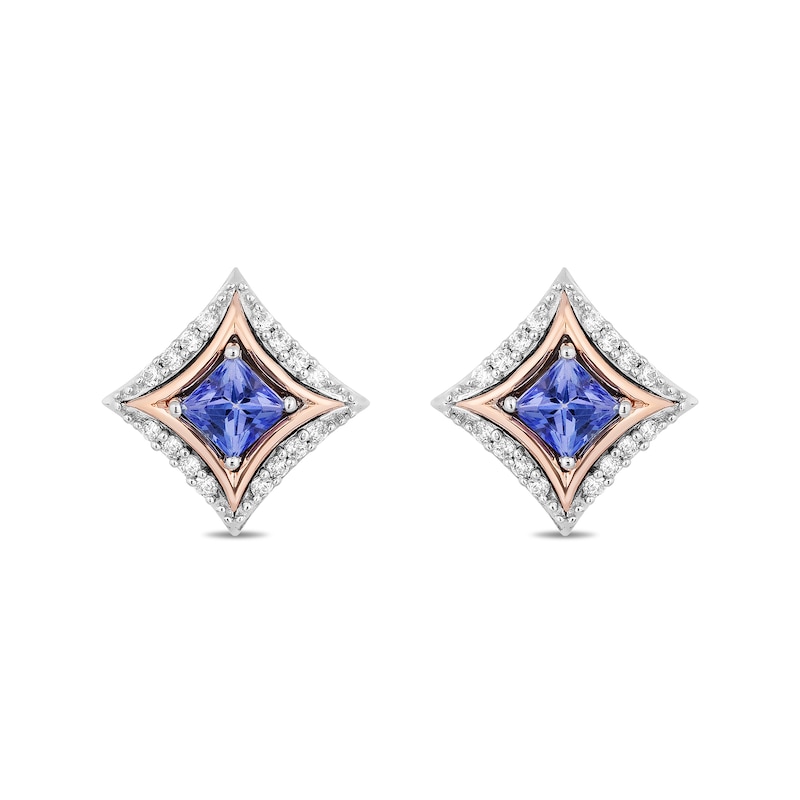 Enchanted Disney Ultimate Princess Celebration Tanzanite and 1/10 CT. T.W. Diamond Stud Earrings in Sterling Silver