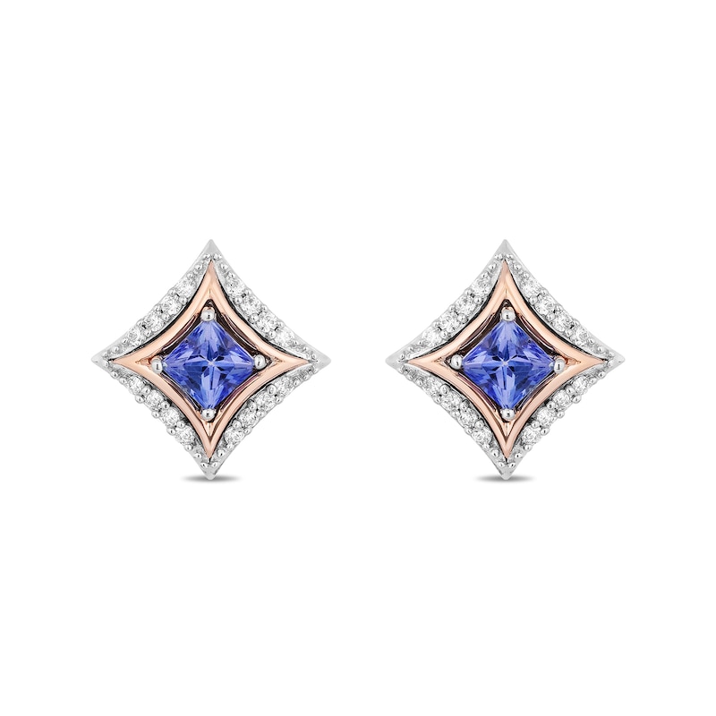Enchanted Disney Ultimate Princess Celebration Tanzanite and 1/10 CT. T.W. Diamond Stud Earrings in Sterling Silver