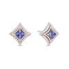 Thumbnail Image 1 of Enchanted Disney Ultimate Princess Celebration Tanzanite and 1/10 CT. T.W. Diamond Stud Earrings in Sterling Silver