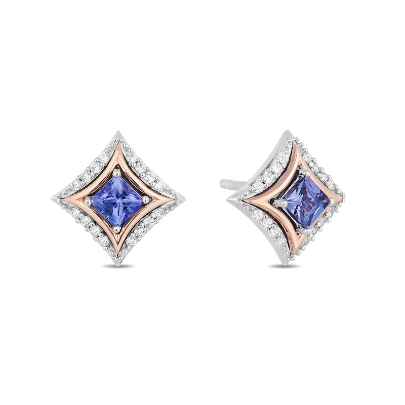 Enchanted Disney Ultimate Princess Celebration Tanzanite and 1/10 CT. T.W. Diamond Stud Earrings in Sterling Silver