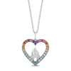 Thumbnail Image 0 of Enchanted Disney Ultimate Princess Celebration Multi-Gemstone and 1/20 CT. T.W. Diamond Heart Pendant in Sterling Silver