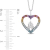 Thumbnail Image 2 of Enchanted Disney Ultimate Princess Celebration Multi-Gemstone and 1/20 CT. T.W. Diamond Heart Pendant in Sterling Silver