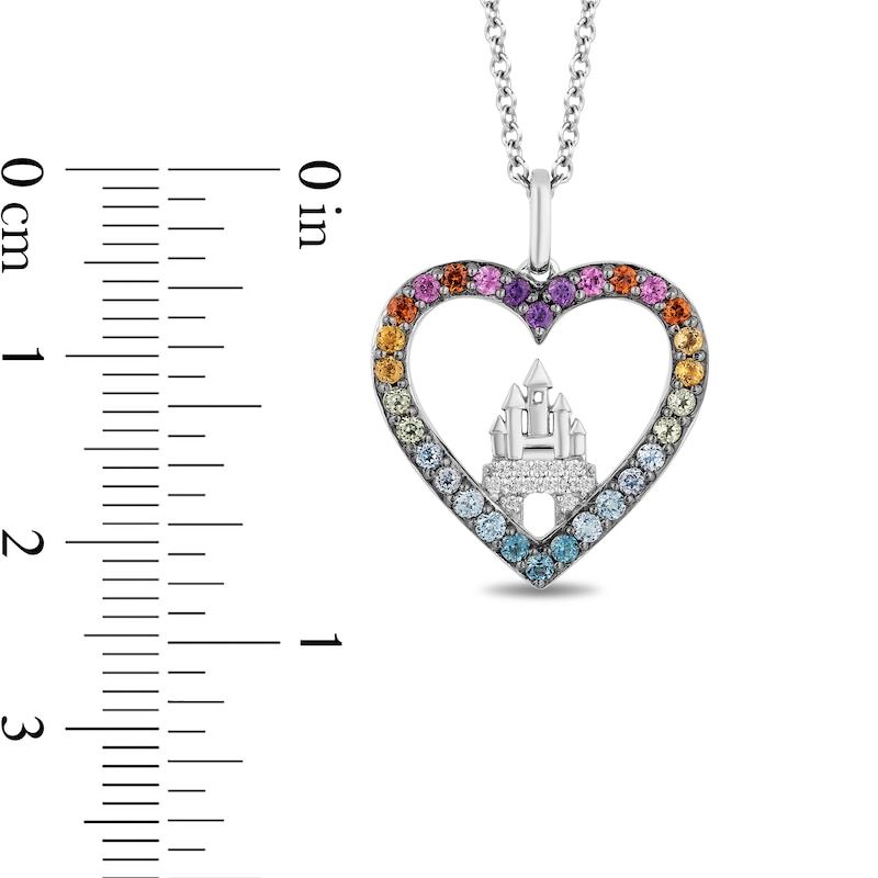 Diamond Heart Lock Necklace 1/8 ct tw Round-cut Sterling Silver 18