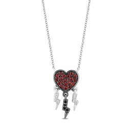 Enchanted Disney Villains Cruella De Vil Garnet and 1/20 CT. T.W. Diamond Heart Necklace in Sterling Silver