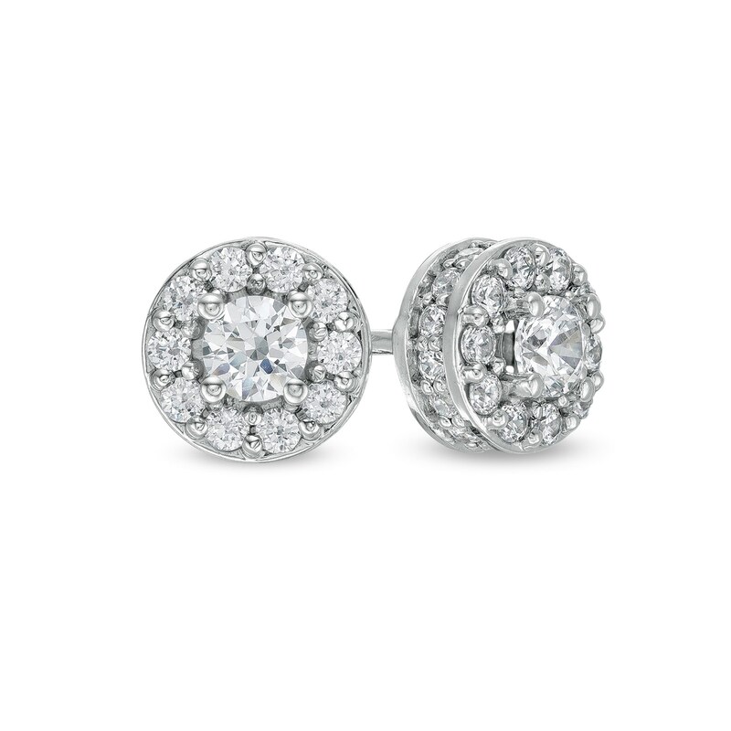 1 CT. T.W. Diamond Frame Stud Earrings in 10K White Gold (I/I3)