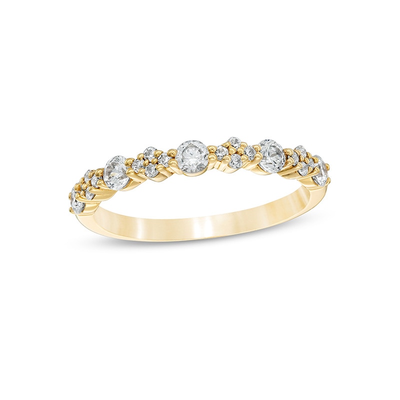 1/2 CT. T.W. Diamond Alternating Anniversary Band in 10K Gold