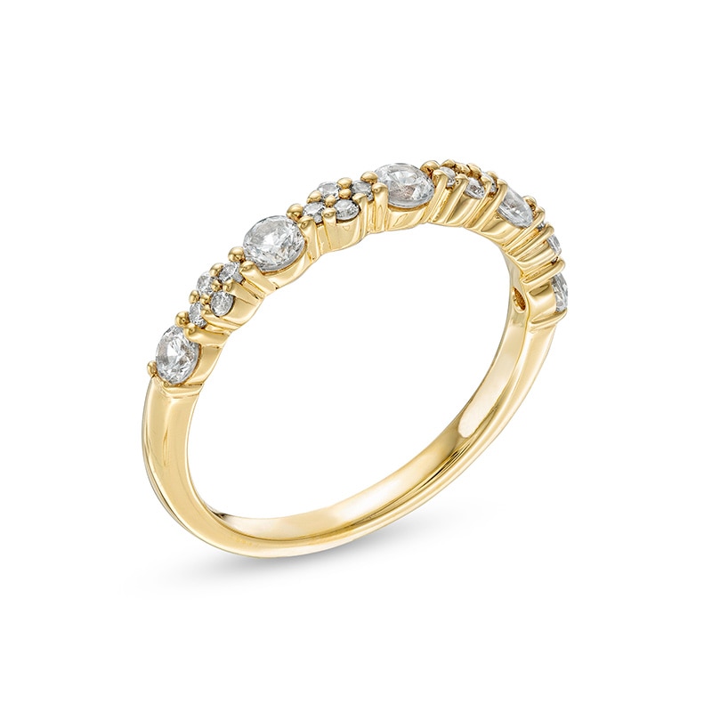 1/2 CT. T.W. Diamond Alternating Anniversary Band in 10K Gold