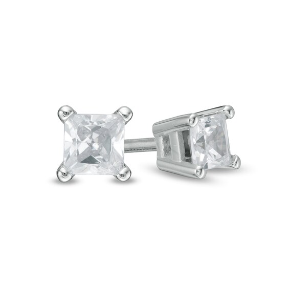 1/4 CT. T.W. Princess-Cut Diamond Solitaire Stud Earrings in 14K White Gold (J/I2) 1/4 CT. T.W. Princess-Cut Diamond Solitaire Stud Earrings in 14K White Gold (J/I2)