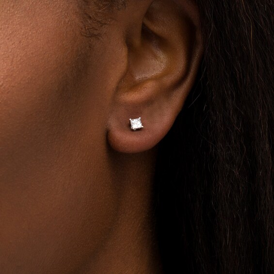 1/2 CT. T.W. Princess-Cut Diamond Solitaire Stud Earrings in 14K White Gold (J/I 1/2 CT. T.W. Princess-Cut Diamond Solitaire Stud Earrings in 14K White Gold (J/I2)
