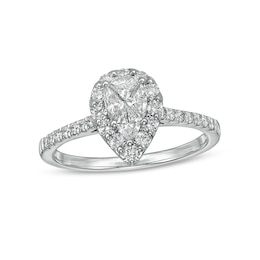 3/4 CT. T.W. Pear-Shaped Multi-Diamond Frame Engagement Ring in 10K White Gold