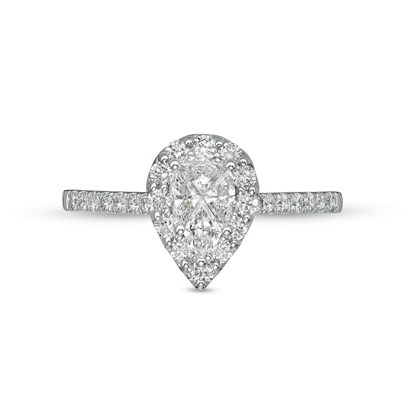 Main Image 4 of 3/4 CT. T.W. Pear-Shaped Multi-Diamond Frame Engagement Ring in 10K White Gold
