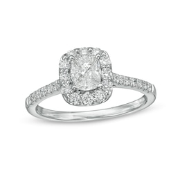 3/4 CT. T.W. Composite Cushion-Shaped Diamond Frame Engagement Ring in 10K White Gold