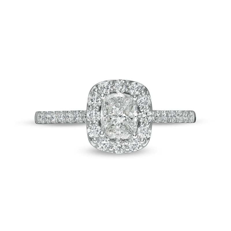 3/4 CT. T.W. Composite Cushion-Shaped Diamond Frame Engagement Ring in 10K White Gold