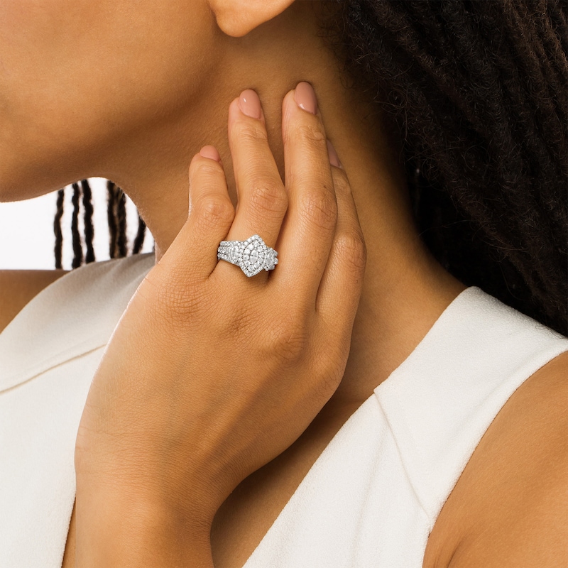 Main Image 2 of 2 CT. T.W. Marquise Diamond Past Present Future® Double Frame Engagement Ring in 14K White Gold