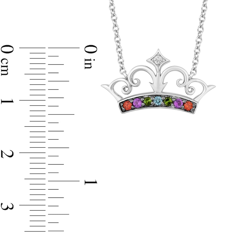 Enchanted Disney Ultimate Princess Celebration Multi-Gemstone and Diamond Accent Tiara Necklace in Sterling Silver - 16"