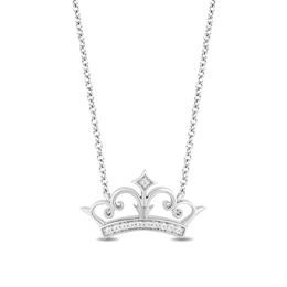 Enchanted Disney Ultimate Princess Celebration 1/10 CT. T.W. Diamond Tiara Necklace in Sterling Silver - 19&quot;