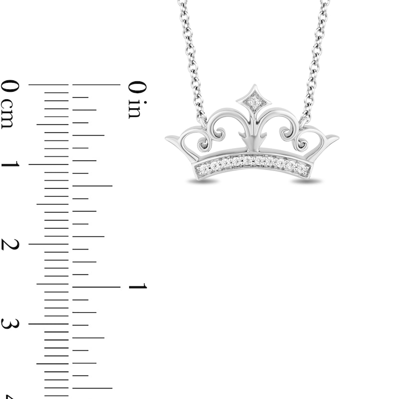 Main Image 3 of Enchanted Disney Ultimate Princess Celebration 1/10 CT. T.W. Diamond Tiara Necklace in Sterling Silver - 19"