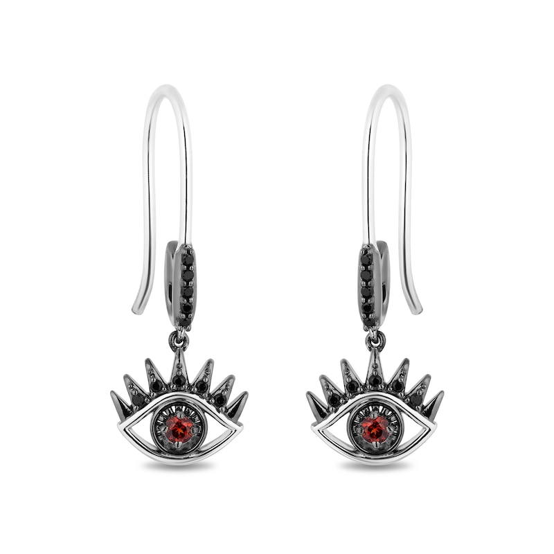 Main Image 1 of Enchanted Disney Villains Cruella De Vil 1/5 CT. T.W. Black Diamond and Garnet Earrings in Sterling Silver