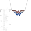 Thumbnail Image 2 of Wonder Woman™ Collection Garnet, Blue Sapphire and 1/20 Diamond CT. T.W. Symbol Necklace in Sterling Silver - 18"