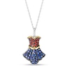 Thumbnail Image 1 of Wonder Woman™ 80th Anniversary Garnet and Blue Sapphire Dress Pendant in Sterling Silver and 10K Gold