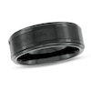 Thumbnail Image 0 of Men's 8.0mm Triple Row Stepped Edge Comfort-Fit Wedding Band in Tantalum with Black IP and Carbon Fiber Inlay - Size 10